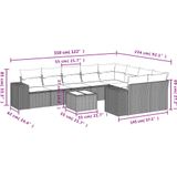 vidaXL - 10-delige - Loungeset - met - kussens - poly - rattan - lichtgrijs