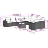 vidaXL - 11-delige - Loungeset - met - kussens - poly - rattan - zwart