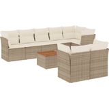 Vidaxl - 9-tlg. Garten-Sofagarnitur mit Kissen Beige Poly Rattan