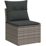 vidaXL 8-delige Loungeset met kussens poly rattan grijs