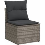 vidaXL - 10-delige - Loungeset - met - kussens - poly - rattan - grijs