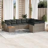 vidaXL - 10-delige - Loungeset - met - kussens - poly - rattan - grijs