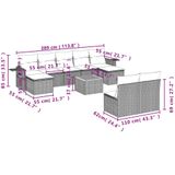 vidaXL 10-delige Loungeset met kussens poly rattan zwart