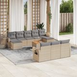 vidaXL - 11-delige - Loungeset - met - kussens - poly - rattan - gemengd - beige