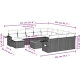 vidaXL - 13-delige - Loungeset - met - kussens - poly - rattan - zwart