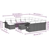 vidaXL 13-delige Loungeset met kussens poly rattan beige