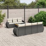 vidaXL 8-delige Loungeset met kussens poly rattan zwart