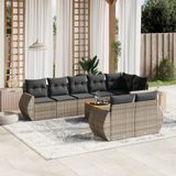vidaXL - 9-delige - Loungeset - met - kussens - poly - rattan - grijs