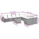 vidaXL - 11-delige - Loungeset - met - kussens - poly - rattan - grijs
