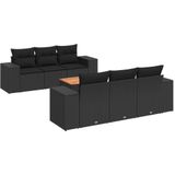 vidaXL - 7-delige - Loungeset - met - kussens - poly - rattan - zwart