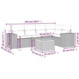 vidaXL 6-delige Loungeset met kussens poly rattan beige
