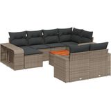 Vidaxl - 11-tlg. Garten-Sofagarnitur mit Kissen Grau Poly Rattan