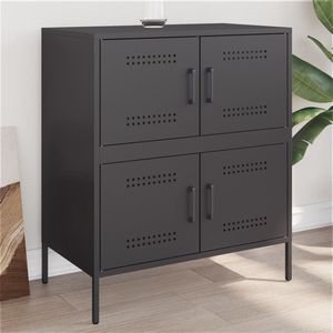 vidaXL - Dressoir - Zwart - Staal - 4 Vakken