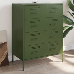 vidaXL - Dressoir - Olijfgroen - Staal - 4 Lades - Industriële Stijl