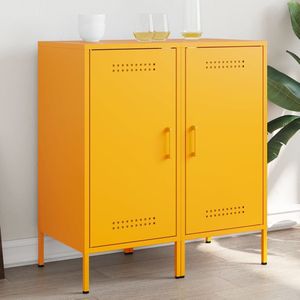 vidaXL - Dressoirs - Mosterdgeel - Staal - Set van 2
