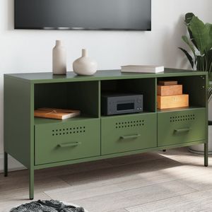 vidaXL - Tv-meubel,5x39x50,5 - cm - staal - olijfgroen