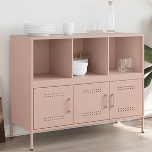 vidaXL - Dressoir - 100,5x39x79 - cm - staal - roze