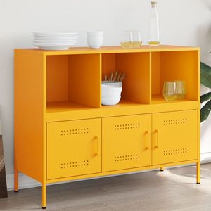vidaXL - Dressoir - Mosterdgeel - Staal - Industriële Stijl