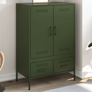 vidaXL - Hoge Kast - Staal - Olijfgroen
