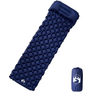 vidaXL Kampeermatras met kussen opblaasbaar 1-persoons marineblauw