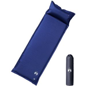 vidaXL Kampeermatras met kussen zelfopblazend 1-persoons marineblauw