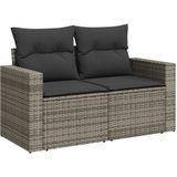 vidaXL 11-delige Loungeset met kussens poly rattan grijs