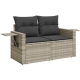 vidaXL - 7-delige - Loungeset - met - kussens - poly - rattan - lichtgrijs