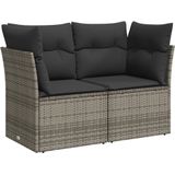 vidaXL 10-delige Loungeset met kussens poly rattan grijs