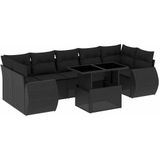 vidaXL 8-delige Loungeset met kussens poly rattan zwart