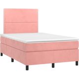 vidaXL Boxspringbett mit Matratze Rosa 120x190 cm Samt