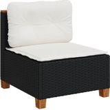 vidaXL 7-tlg. Garten-Sofagarnitur mit Kissen Schwarz Poly Rattan