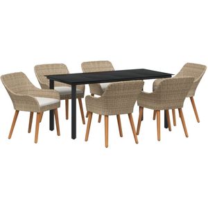 Patio Eettafel Set - Beige - Rechthoekig - 7 Stuks