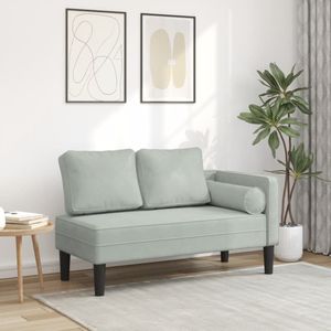 vidaXL - Chaise Longue - Lichtgrijs - Fluweel - Inclusief Lendenkussen