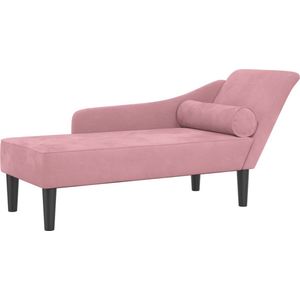 vidaXL - Chaise Longue - Roze - Fluweel - Met Kussens