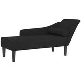vidaXL - Chaise - longue - met - kussens - stof - zwart