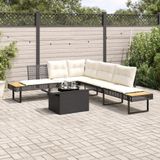 vidaXL - 2-delige - Loungeset - met - kussens - poly - rattan - en - glas - zwart