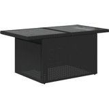 vidaXL - 2-delige - Loungeset - met - kussens - poly - rattan - en - glas - zwart