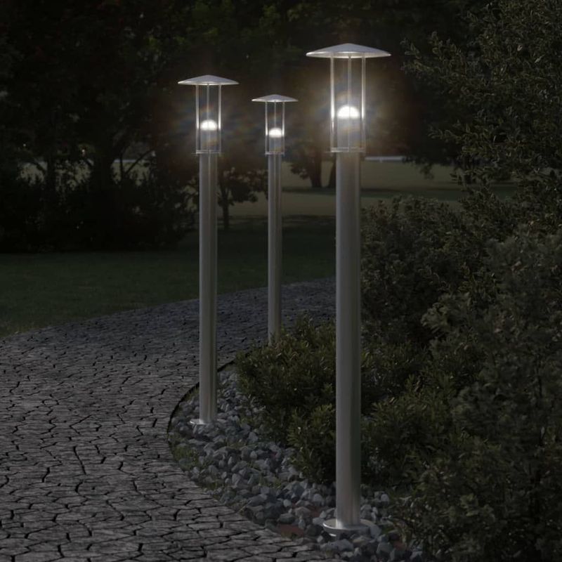 Wegeleuchten 3 Stk. Silbern 100 cm Edelstahl vidaXL