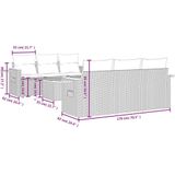 vidaXL 7-delige Loungeset met kussens poly rattan zwart