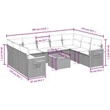 vidaXL - 10-delige - Loungeset - met - kussens - poly - rattan - zwart