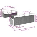 vidaXL - 8-delige - Loungeset - met - kussens - poly - rattan - grijs