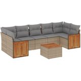 Vidaxl - 8-tlg. Garten-Sofagarnitur mit Kissen Beige Poly Rattan