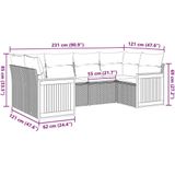 vidaXL 6-delige Loungeset met kussens poly rattan zwart