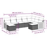 vidaXL 9-delige Loungeset met kussens poly rattan zwart