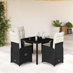 Vidaxl - 5-tlg. Garten-Bistro-Set mit Kissen Schwarz Poly Rattan