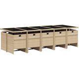 vidaXL - 11-delige - Tuinset - met - kussens - poly - rattan - gemengd - beige