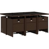 vidaXL - 11-delige - Tuinset - met - kussens - poly - rattan - bruin