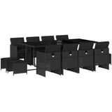 vidaXL - 13-delige - Tuinset - met - kussens - poly - rattan - zwart