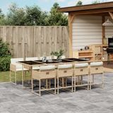 vidaXL - 9-delige - Tuinset - met - kussens - poly - rattan - beige