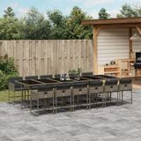 vidaXL - 13-delige - Tuinset - met - kussens - poly - rattan - grijs